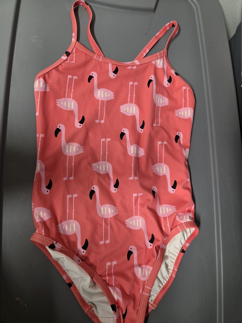 Girls' Pink Flamingo One-Piece Swimsuit